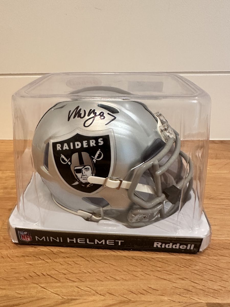 Michael Mayer Signed Las Vegas Raiders Speed Mini Helmet with visor – Beckett Witnessed
