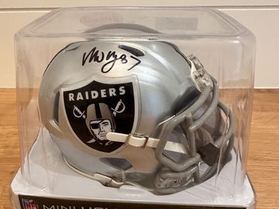 Michael Mayer Signed Las Vegas Raiders Speed Mini Helmet with visor – Beckett Witnessed