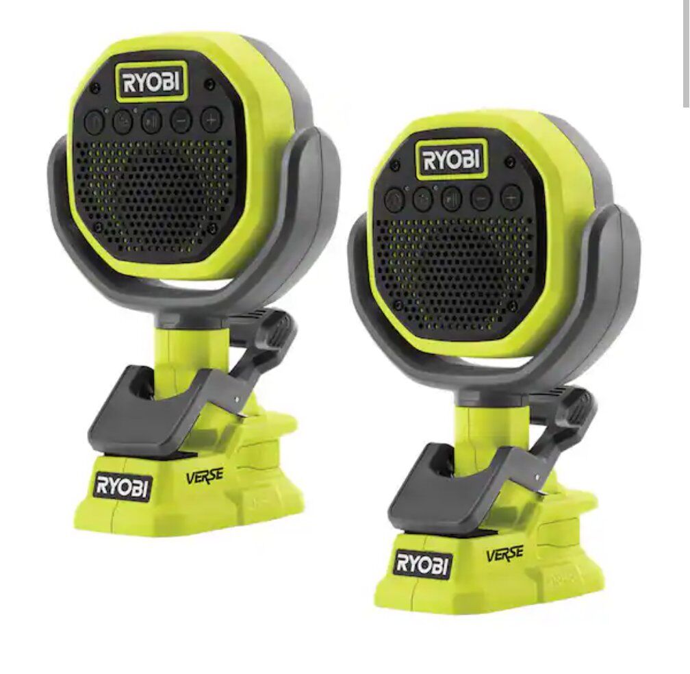 Brand New 2 Pack Ryobi 18v Bluetooth Clamp Speaker