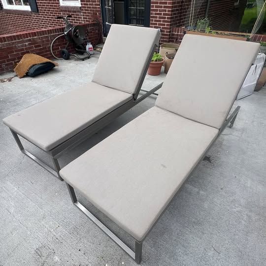 Grey Crate and Barrel Dune Sun Lounger - Set of 2