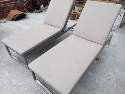 Grey Crate and Barrel Dune Sun Lounger - Set of 2