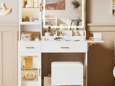 White Vanity Desk with LED Mirror #10