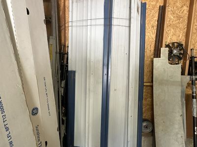 Corrugated Metal Roofing Siding Panels White with Blue Trim