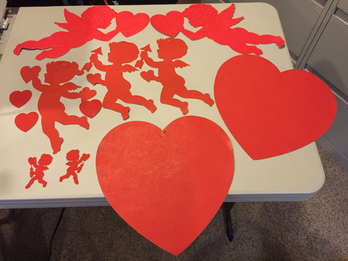 Vintage Lot of Valentine's Day Cupid & Heart Cutout