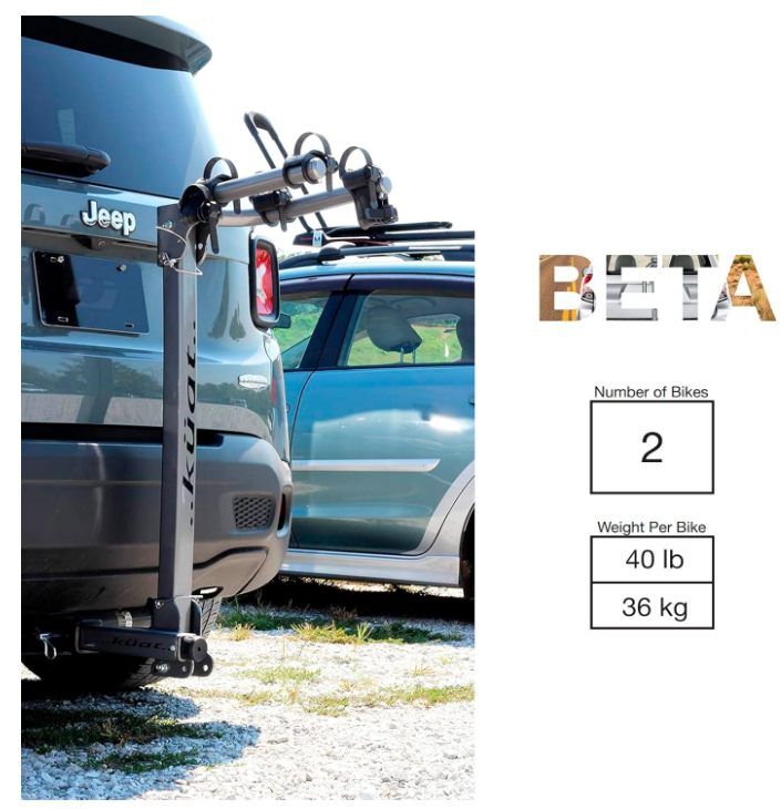 New KUAT Beta Hitch-Mounted 2 Bike Rack | Hanging-Style Durable Lightweight Aluminum