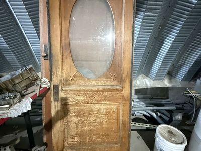 Vintage Solid Wood Interior Door with Oval Glass Panel