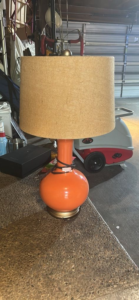 MCM Vintage Groovy Orange Ceramic Table Lamp
