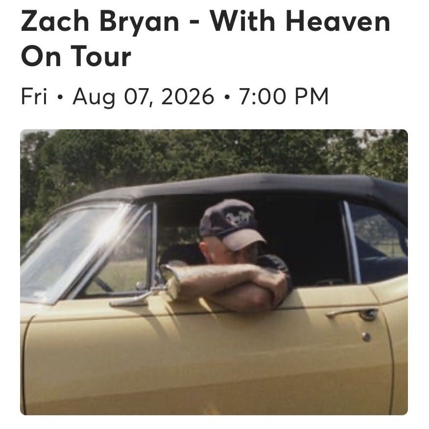 Zach Bryan 'With Heaven On Tour' Concert Tickets - Aug 7, 2026 at Rice-Eccles Stadium