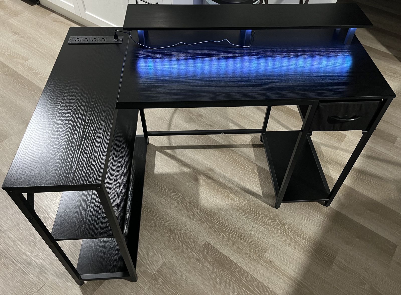 L-Shaped Desk with color changing LEDs