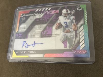 BYU COUGARS 2023 Leaf Vivid Ryder Lyons Domination Auto - Signed Autograph Football Rookie Card 6/7 Made *Rare* Gold Foil