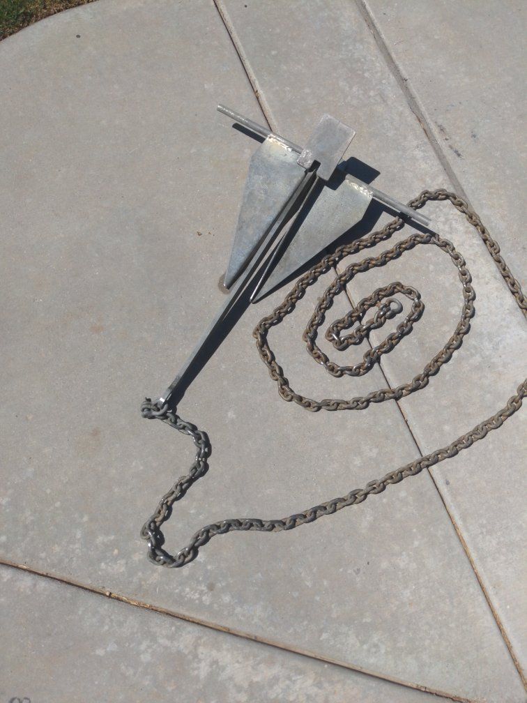 Galvanized Fluke Anchor with Chain - Boat/Marine Anchor