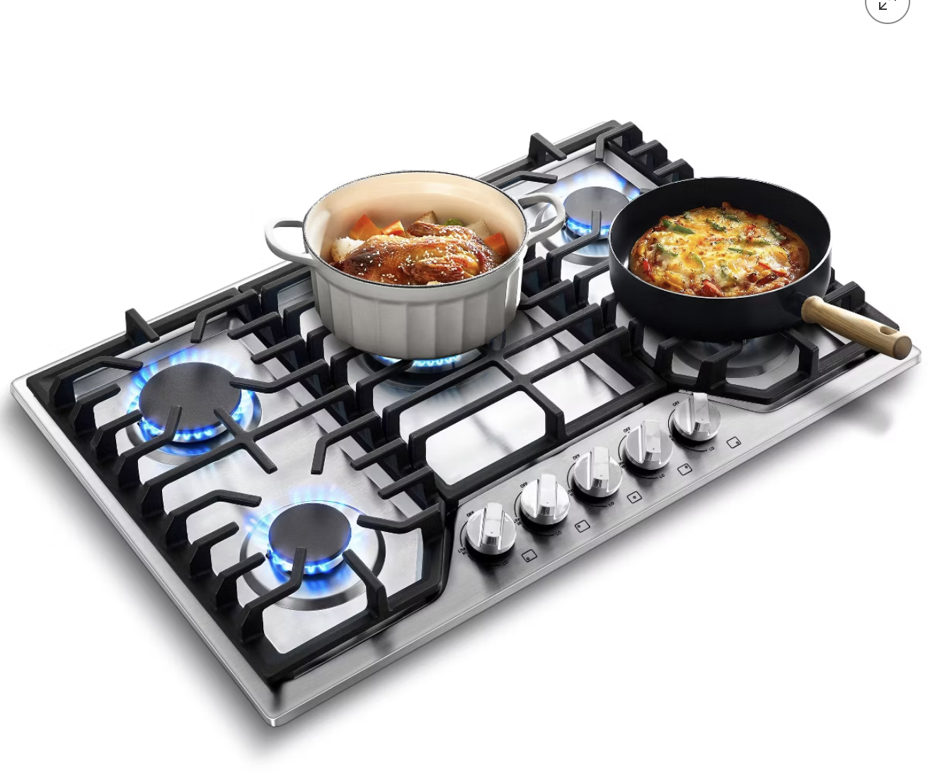 30 inch Gas Cooktop with 5 Burners Built-in Gas Stove Top
