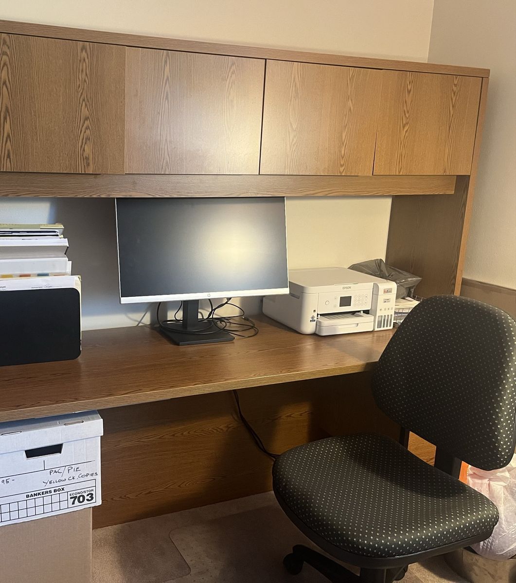 6ft Wood Office Desk with Hutch & Drawers, Office Chair Included