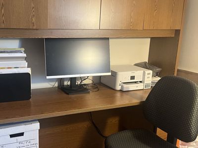6ft Wood Office Desk with Hutch & Drawers, Office Chair Included