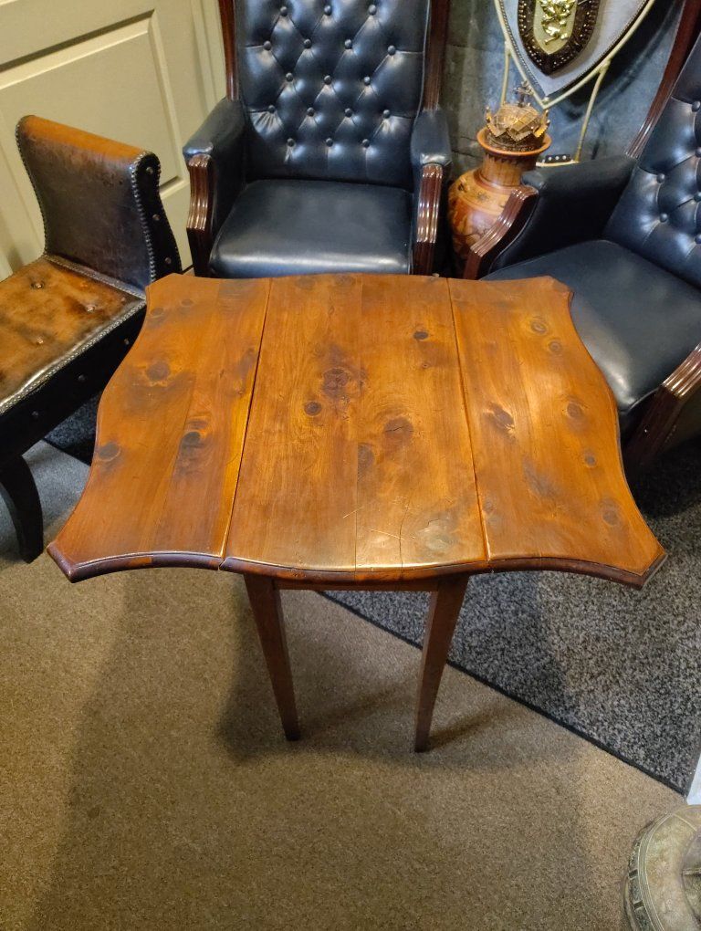 Authentic Antique Solid Wood Drop-Leaf Table (Circa 1850) - And Is In Pretty Good Condition Considering Its Age