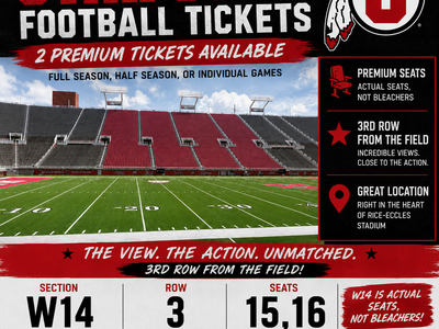 2026 Utah Football Season Tickets-Row 3!! - Full Season, Half Season, or Individual Games