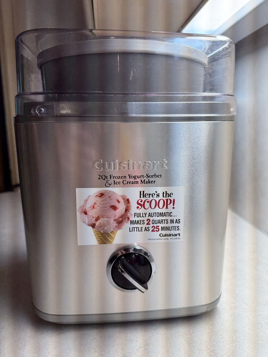Cuisinart 2 quart frozen yogurt-sorbet and ice cream maker.  