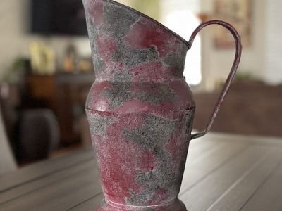 Rustic Red Metal Pitcher