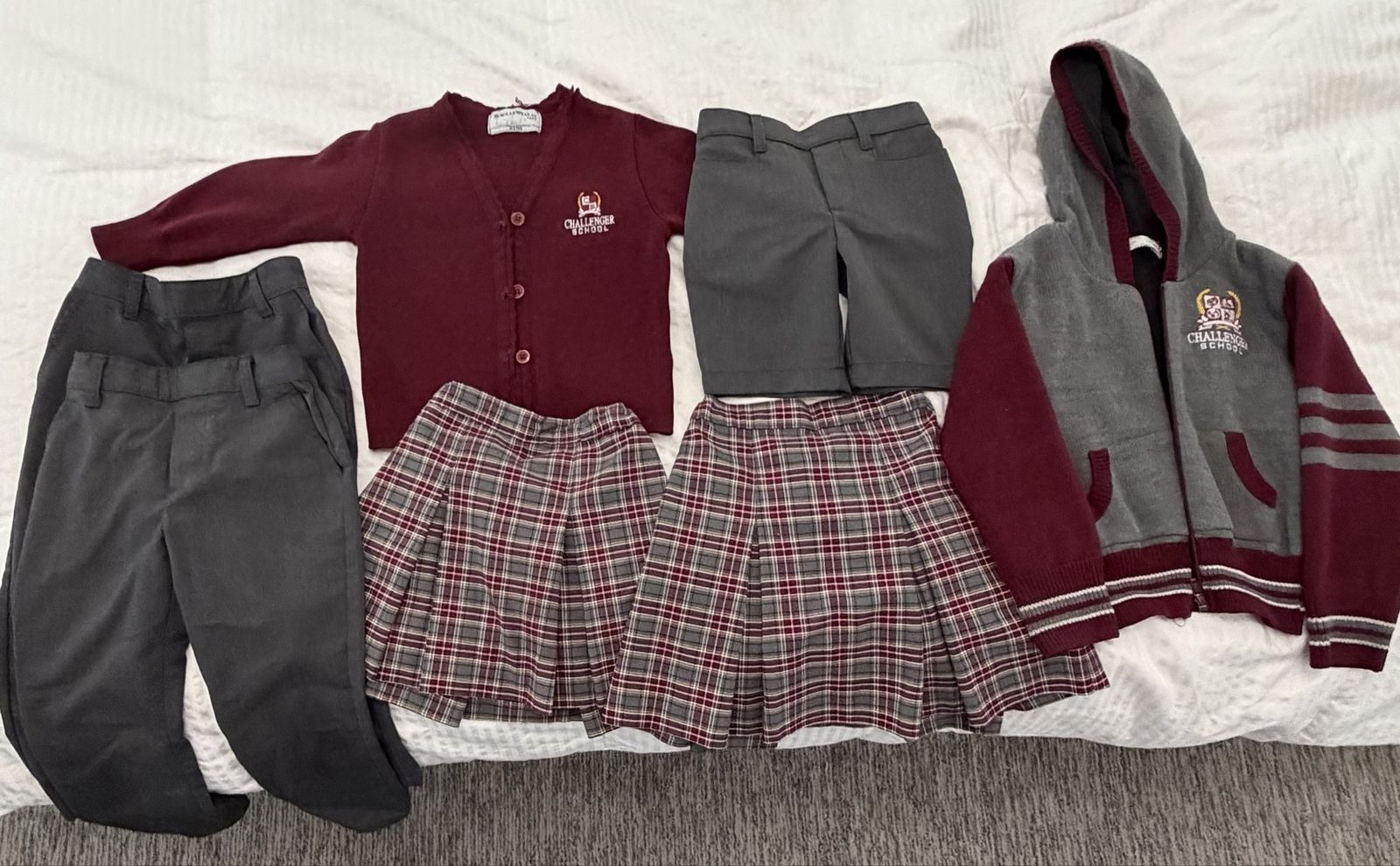 Challenger School Uniform Bundle - Cardigan, Jacket, Skirts, Pants & Shorts