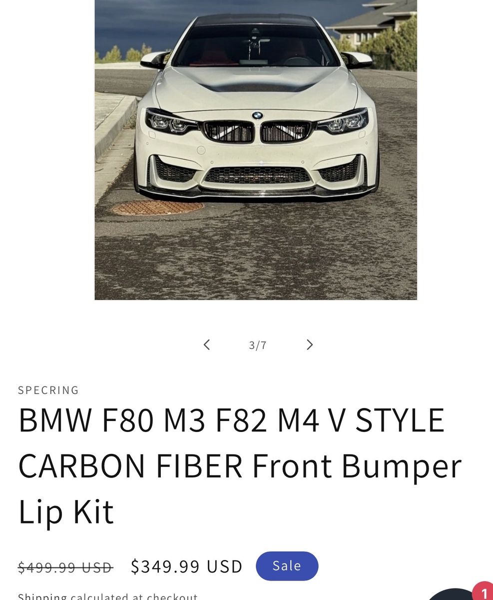 SPECRING BMW F80 M3 F82 M4 V Style Carbon Fiber Front Bumper Lip Kit New