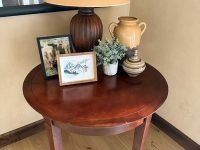 Classic Round Cherry Wood End Table - 24" Diameter, Dark Finish