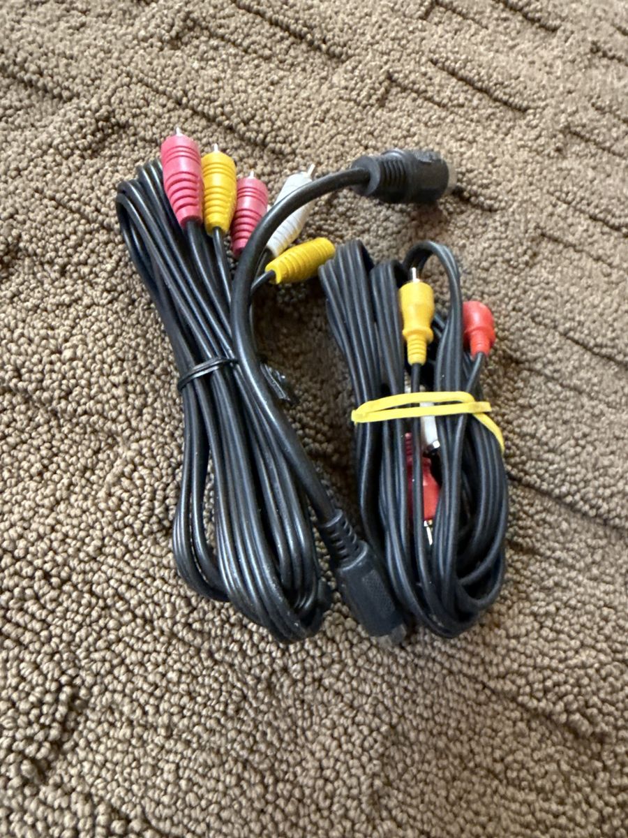 Video Game RCA AV Composite Cables (2-Pack) - Red, Yellow, White Connectors for Gaming Consoles