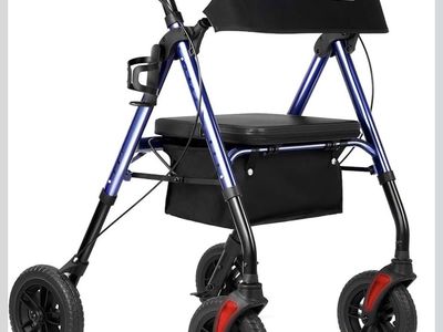 Ambliss Foldable Rollator Walker with Seat & Backrest RED