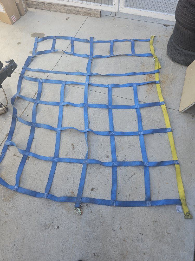 Heavy Duty Cargo Net Blue and Yellow Webbing Truck Bed Cargo Net