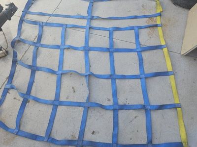 Heavy Duty Cargo Net Blue and Yellow Webbing Truck Bed Cargo Net