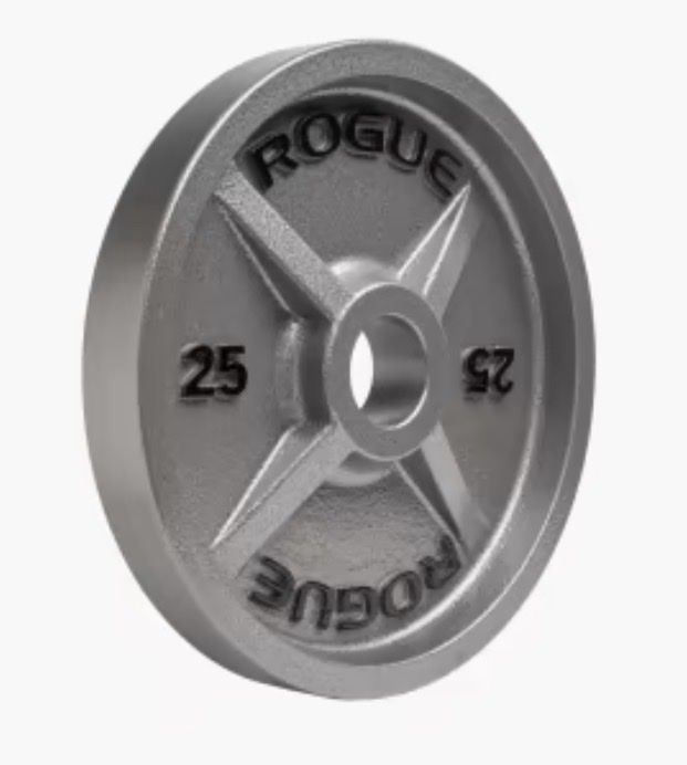 Rogue Fitness 25 Pound Pair Machined Olympic Plates Retail is $208