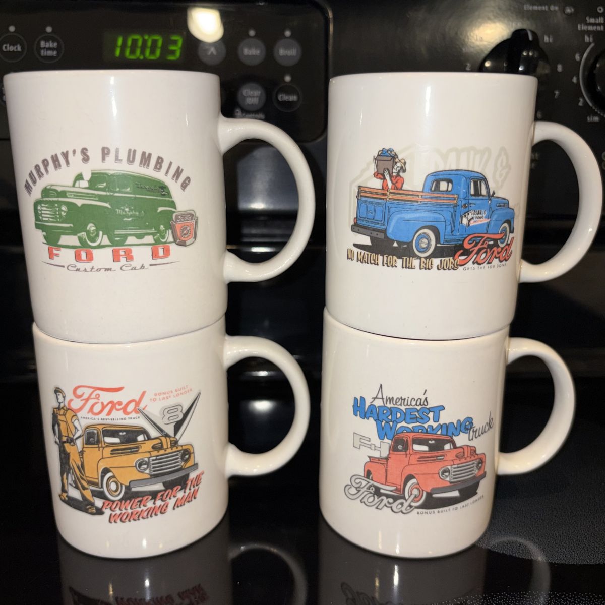Set of 4 Official Ford Vintage Pickup Truck Coffee Mugs – Licensed Collectible