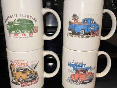 Set of 4 Official Ford Vintage Pickup Truck Coffee Mugs – Licensed Collectible