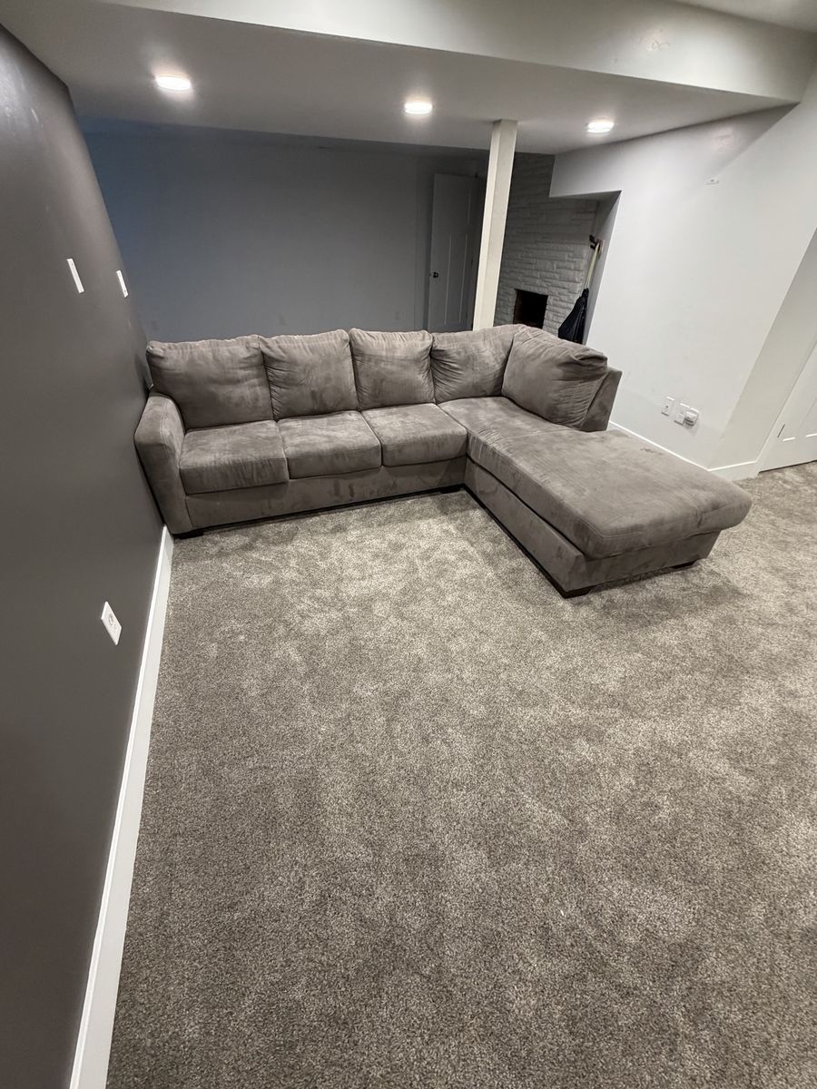 Used Gray Fabric Sectional Couch with Right-Hand Facing Chaise