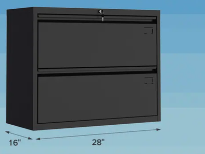 New in Box 2 Drawer Black 28" Lateral File Cabinet, Lockable Office Filling Cabinet