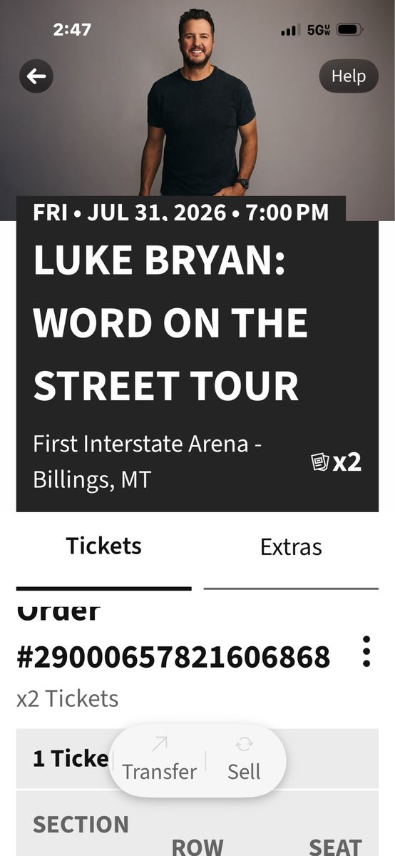 2 Front Row Luke Bryan Tickets - Word on the Street Tour - July 31, 2026 Billings, MT