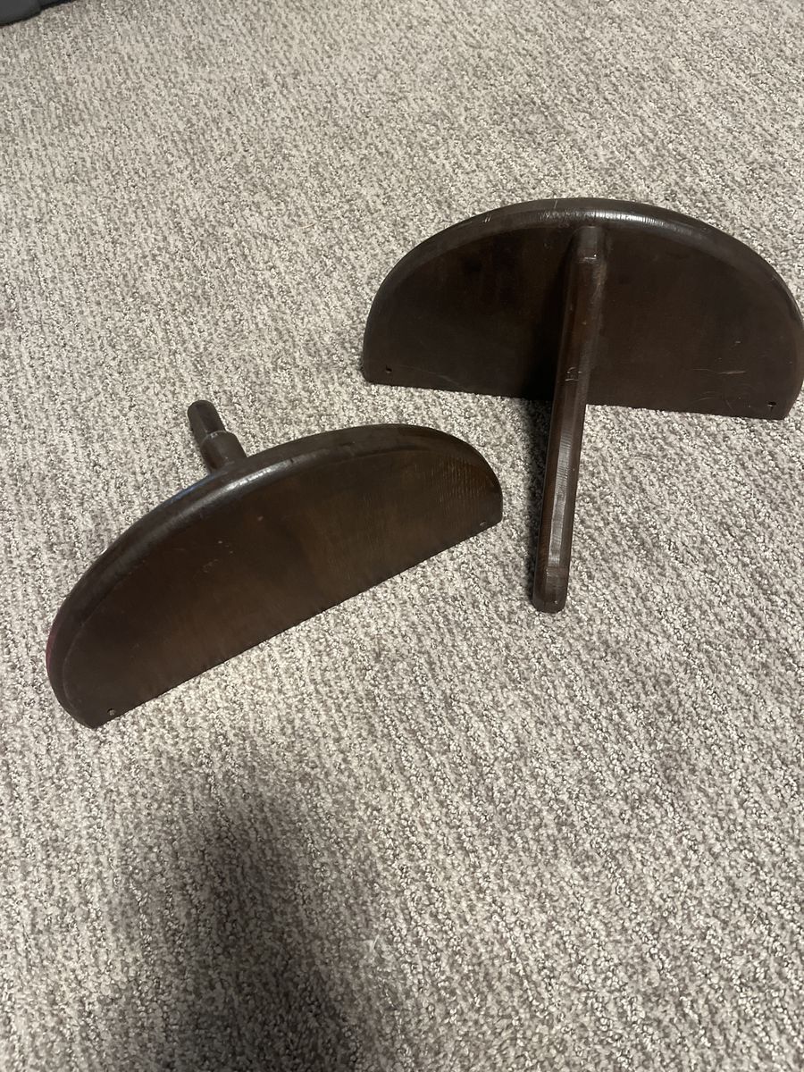 Vintage Dark Wood Half-Circle Wall Shelves - Set of 2