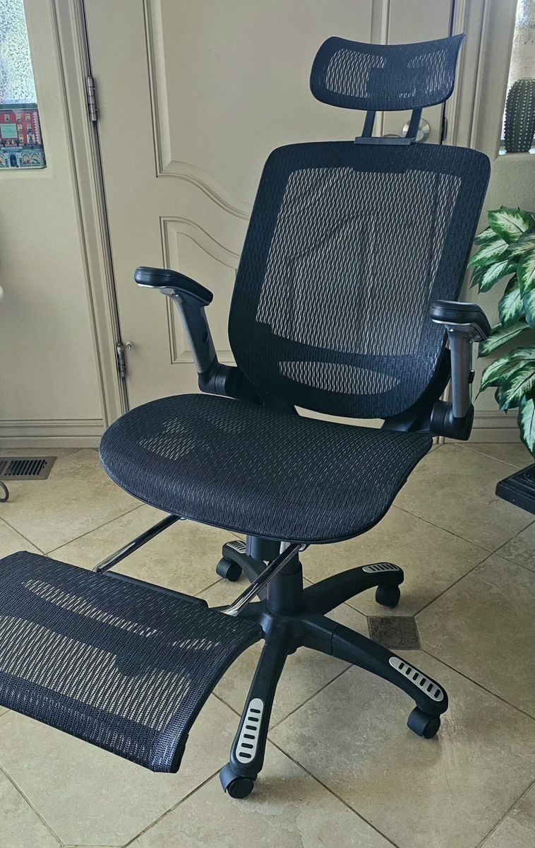 Ergonomic Office Chair with 3D Armrest, 2-Gear Footrest, 3-Gear Recline, Mesh, Lumbar Support