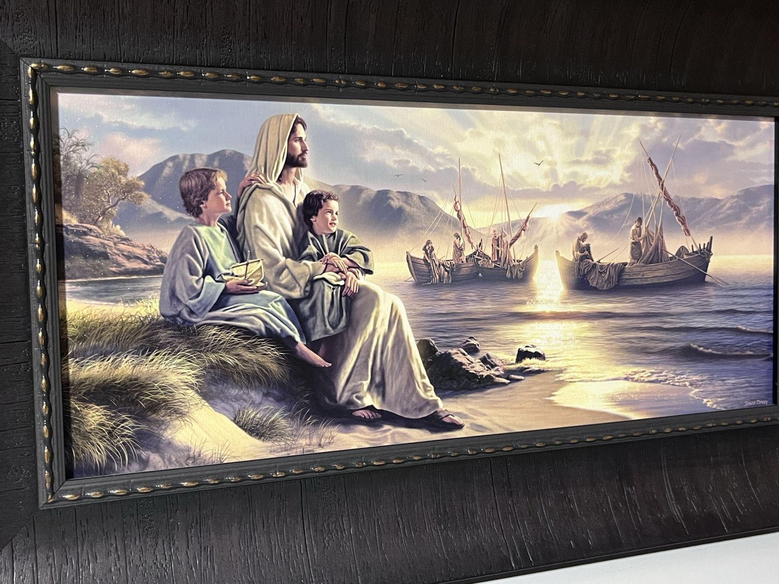 Simon Dewey “Men of Galilee” - Jesus Christ - Framed Giclée Canvas -14x25 - Excellent Condition
