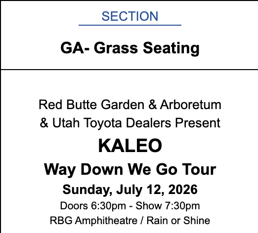 KALEO: Way Down We Go Tour Tickets - July 12, Red Butte Garden Amphitheatre