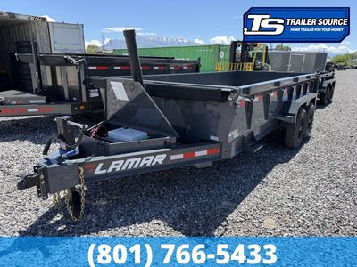 7x16 Lamar DT Dump Trailer - 24" Sides - 14K GVWR - Stabilizer Jacks, Telescopic