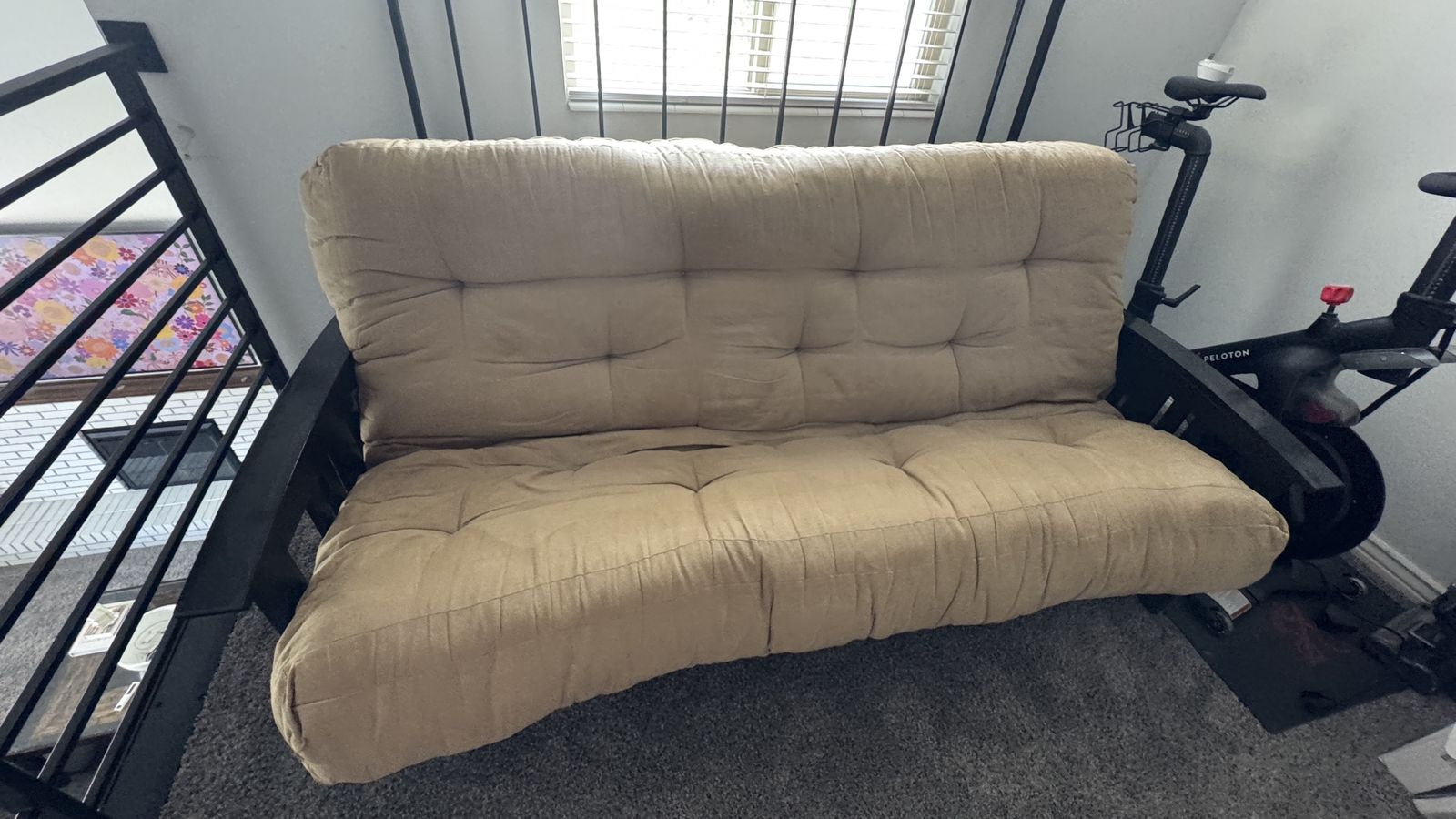 Suede Queen Size Futon Sofa Bed