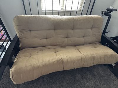 Suede Queen Size Futon Sofa Bed