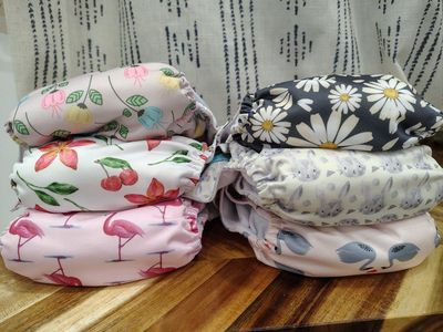 ALVA Baby 6 Pack Cloth Diapers with 12 Inserts - One Size Adjustable Reusable Washable