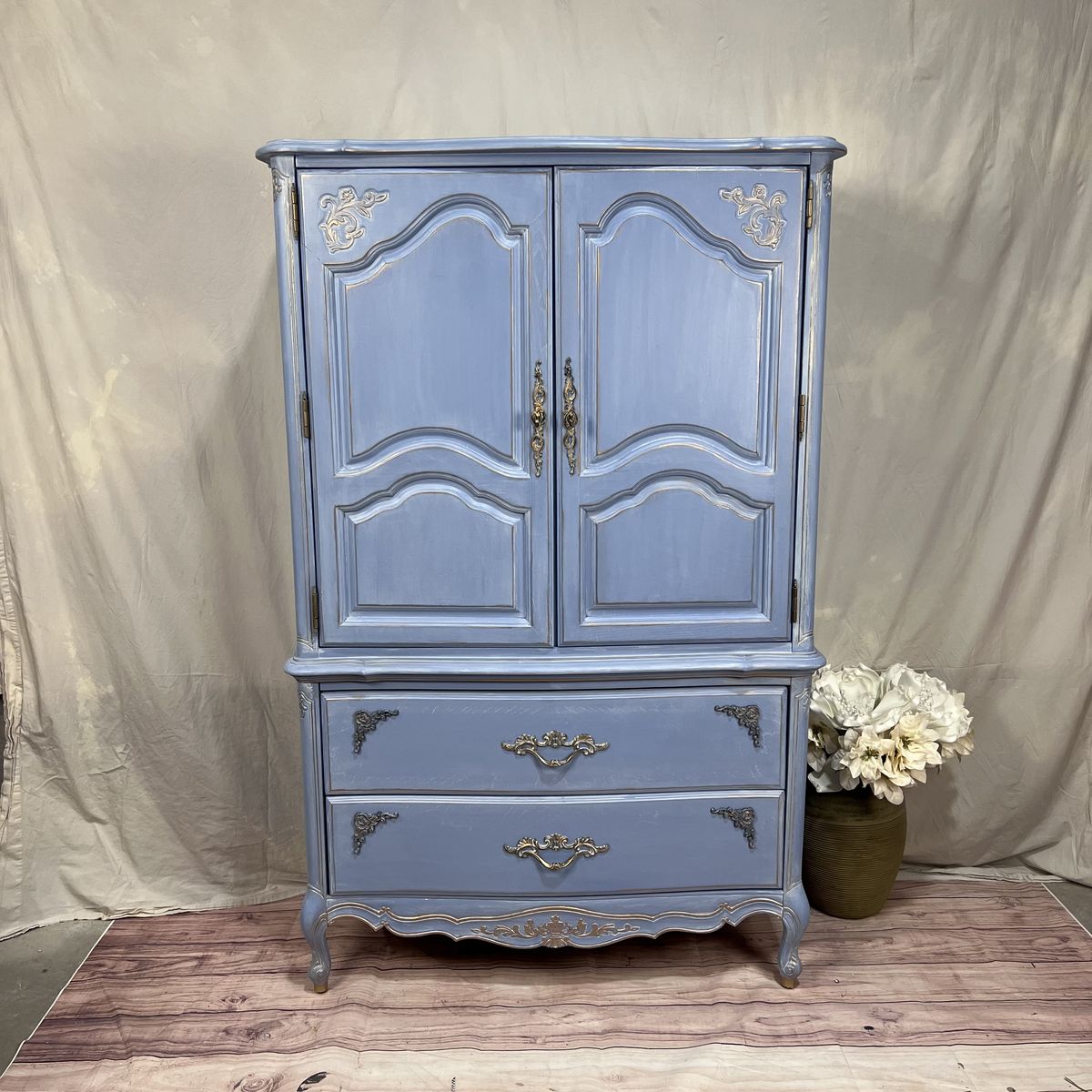 CUSTOM REAL WOOD FRENCH ARMOIRE DRESSER