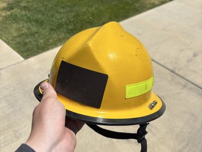 Yellow Firefighter Helmet Fireman's Hard Hat Used