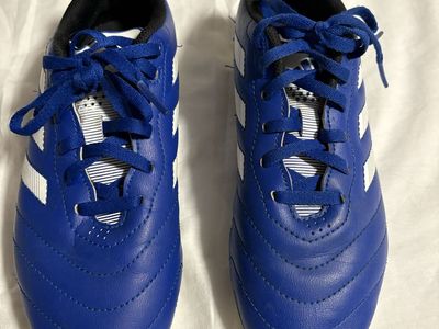 Adidas Blue and White Soccer Cleats - Youth Size 4
