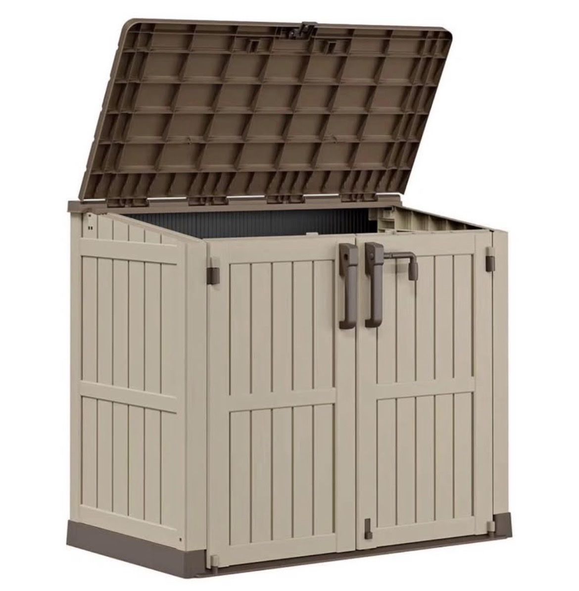 Outdoor Resin Storage Shed Cabinet with Top Lid & Front Doors (49.8" x 27.2" x 42.9")