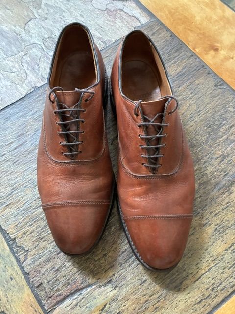 Allen Edmonds Cap Toe Leather Shoes, Mens 10E, Good, Originally $200