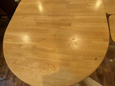 Solid Light Oak Extending Dining Table Set with 4 Spindle Back Chairs and Leaf
