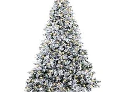 Flocked Pre-Lit Christmas Tree with Warm White LED Lights and Stand - Snow Dusted 6ft